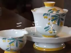 中国茶器　２点セット　手描き　枇杷　びわ　蓋碗