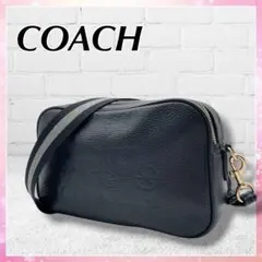 COACH ショルダーバッグ レザー クロスボディ ダブルファスナー 黒