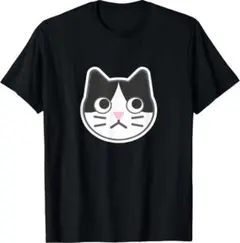 ハチワレ猫顔イラスト ゆるかわ クリエイティブ T シャツ 男女兼用