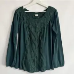 axesfemme 長袖ケーブル編みプルオーバー　グリーン　Mサイズ