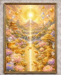 富嶽桜白狐 富士山 開運絵画 アート 額縁なし 風水 スピリチュアル 御