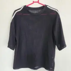 rumiコラボ メッシュ素材 五分袖Tシャツ 黒