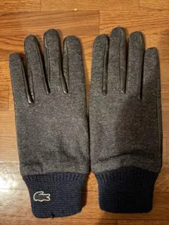 ラコステ ダークグレー 手袋 ニットカフ付き