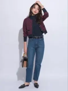 JUSGLITTY】✨新品✨ブローチ付き配色ニットアンサンブル 朱赤 - メルカリ