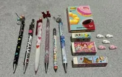平成女児　シャーペン　消しゴム　付箋　当時物　まとめ売り　女の子向け　レア