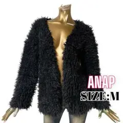 ⭐️A664⭐️ ANAP ♥ フェイクプードル風ファー ルーズ カーディガン