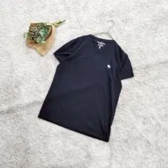 B2018【アバクロ】ワンポイント半袖Tシャツ（XS）ネイビー/Vネック/