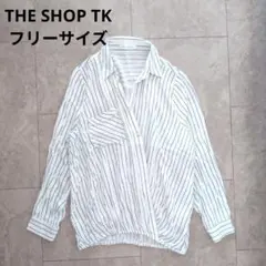 THE SHOP TK ワールド ストライプ柄 長袖シャツ Fサイズ ゴムのサムネイル