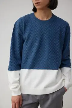 美品 AZUL by MOUSSY アズール バイカラースウィッチングニット