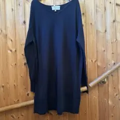 n'Or ノアール　Vネック　ニットワンピース　ネイビー　長袖 F サイズ