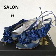 Salon サンダル デニム レースアップ フリルのサムネイル