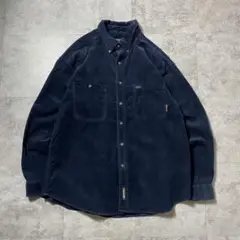 【XL】90's ティンバーランド　革ラベル　ボタンダウン　コーデュロイシャツ