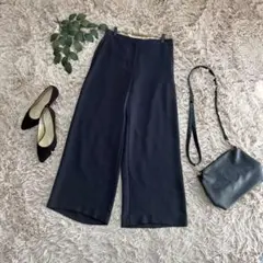 6883✾セオリーリュクス✾スラックス【42】ネイビー/さらさら/大きめサイズ