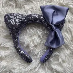 紫色 スパンコール 猫耳カチューシャ