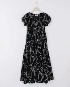 anmille リボンパフスリーブフレアワンピース アンミール