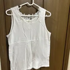 studio clipレース付きホワイトタンクトップ