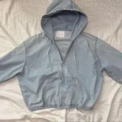 ZARA デニムパーカー ライトブルー フード付き