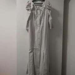 ギンガムチェック柄七分袖ロングワンピース