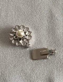花モチーフ 銀製アクセサリーパーツ パール付き