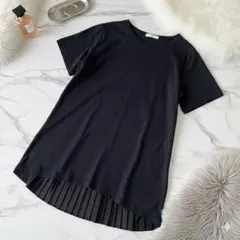 サマンサモスモスブルー 背面プリーツ 切替カットソー チュニック ブラック F