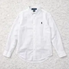 定番 ラルフローレン リネンシャツ カスタムフィット 白 ネイビー XS相当