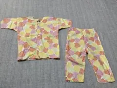 祭り用品 鯉口 上下セット 子供用 花柄 1号 女の子　黄色系　初代義若