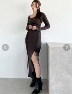 【RESEXXY】レースアップタイトニットワンピース