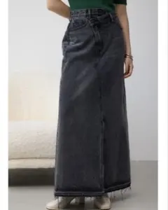 MOUSSY デニムロングスカート(ブラック)