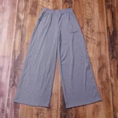 シーイン リブニットワイドパンツ カジュアル レディース S グレー QW15