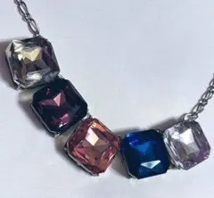 ネックレス ストーン ビジュー イエロー ブラウン オレンジ ブルー クリア