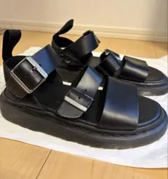 Dr. Martens ブラック レザー グラディエーター サンダル - メルカリ