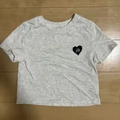 グレー ハートロゴ クロップドTシャツ
