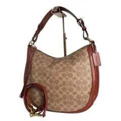 美品 コーチ ワンショルダーバッグ 2way 斜め掛け PVC シグネチャー