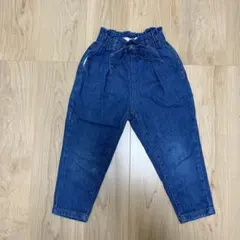 GU デニム　ウエストリボン付き テーパードパンツ　110㎝