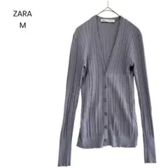 【ZARA】カーディガン ケーブル編み Vネック M 紫 a1014のサムネイル