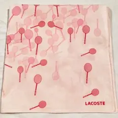 ハンカチ　ピンク　おしゃれ　総柄　テニス　ラコステ　Lacosteのサムネイル