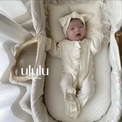 ululu 新生児フリルカバーオール ロンパース アイボリー