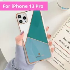 iPhone 13 Pro 用 幾何学模様 ゴールドライン 軽量ケース