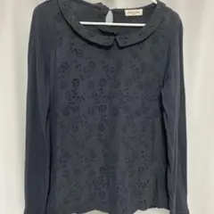 サマンサモスモス 刺繍入りブラック 長袖カットソー