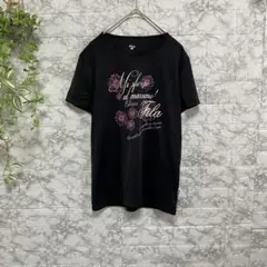 FILA Tシャツ　レディース　Ｍサイズ　ブラック 大柄花柄プリント