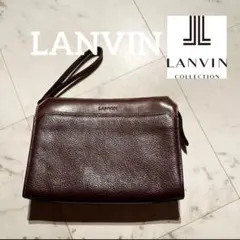 LANVIN 美品　ブラウン レザー クラッチバッグ　メンズ
