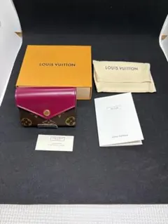 ルイヴィトン モノグラム ポルトフォイユゾエ フューシャ 三つ折り財布