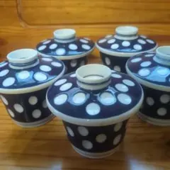 水玉模様 茶碗 蒸し器5個セット
