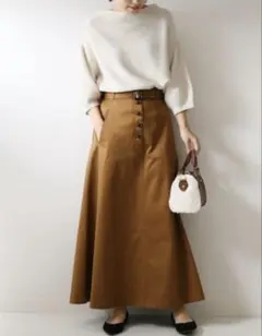 スピックアンドスパン トレンチスカート キャメル 36