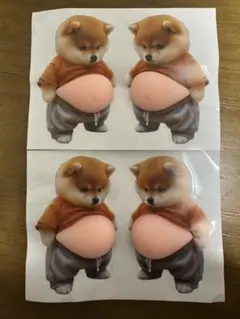 【お買得】柴犬お腹出しシール 4枚セット+ラブブボンボンドロップシール1枚おまけ