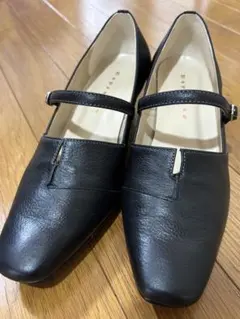 Espressoブラックレザー ストラップ付き ハイヒールパンプス 24.5cmのサムネイル