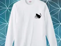 ロングスリーブ Tシャツ 猫 フラワーオブライフ 神聖幾何学 両面