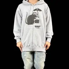 新品 バンクシー BANKSY 東京 傘ネズミ ジップアップ ビッグ パーカー