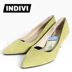 INDIVI　ポインテッドトゥパンプス　スエード　イエローグリーン　22　1/2のサムネイル