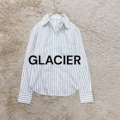 グラシア♡オープンカラーストライプブラウス M ホワイト×グレー ラメ タイト♪